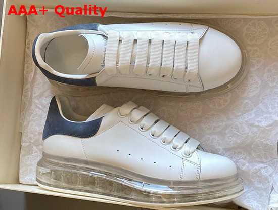 Alexander McQueen Oversized Sneaker with Transparent Sole Calfskin and Suede Calfskin White and Grey Replica