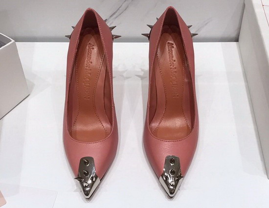 Alexander McQueen Punk Stud Pump in Pink Calfskin with Silver Stud Replica