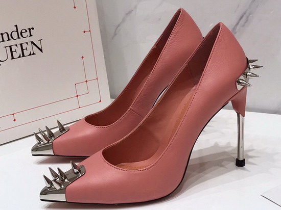 Alexander McQueen Punk Stud Pump in Pink Calfskin with Silver Stud Replica