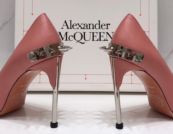 Alexander McQueen Punk Stud Pump in Pink Calfskin with Silver Stud Replica