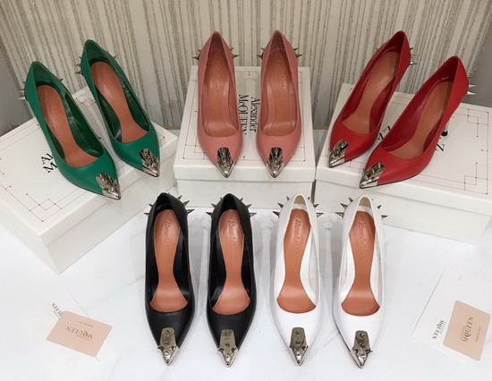 Alexander McQueen Punk Stud Pump in Pink Calfskin with Silver Stud Replica