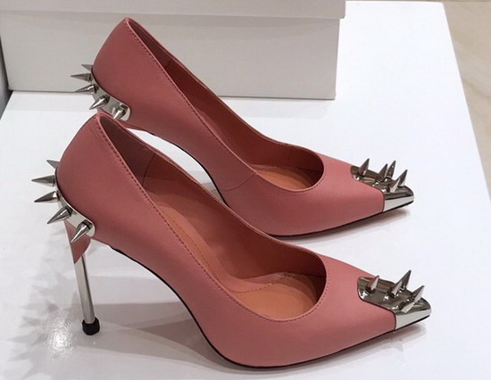 Alexander McQueen Punk Stud Pump in Pink Calfskin with Silver Stud Replica