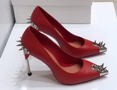Alexander McQueen Punk Stud Pump in Red Calfskin with Silver Stud Replica