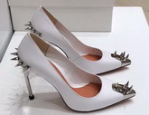 Alexander McQueen Punk Stud Pump in White Calfskin with Silver Stud Replica