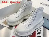 Alexander McQueen Tread Slick Boot White Canvas Lace Up Boot with a Lightweight Oversized Ruber Tread Sole Replica