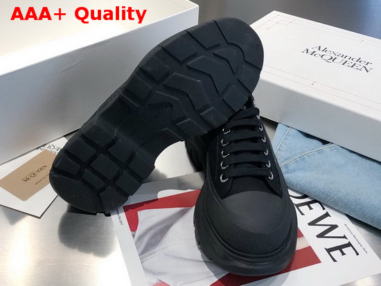 Alexander McQueen Tread Slick Lace Up Black Canvas Lace Up with a Lightweight Oversized Rubber Tread Sole Replica
