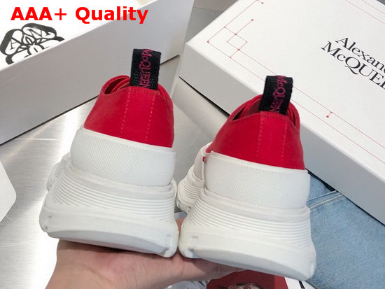 Alexander McQueen Tread Slick Lace Up Lust Red Canvas Lace Up with a Thick Oversized Rubber Tread Sole Replica