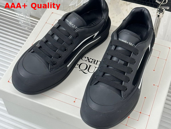 Alexander McQueen Tread Slick Lace Up in Black Calf Leather and Suede Leather Replica