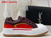 Alexander McQueen Tread Slick Lace Up in Bordeaux Calf Leather and Red Suede Leather Replica