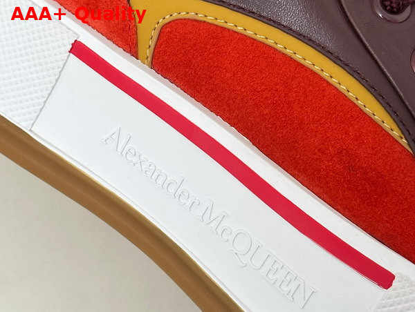 Alexander McQueen Tread Slick Lace Up in Bordeaux Calf Leather and Red Suede Leather Replica