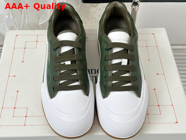 Alexander McQueen Tread Slick Lace Up in Green Calf Leather and Suede Leather Replica