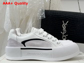 Alexander McQueen Tread Slick Lace Up in White Calf Leather and Suede Leather Replica