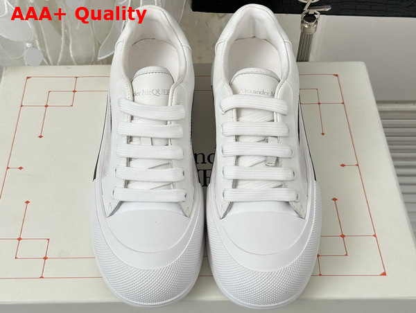 Alexander McQueen Tread Slick Lace Up in White Calf Leather and Suede Leather Replica