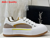 Alexander McQueen Tread Slick Lace Up in White Calf Leather and Tan Suede Leather Replica