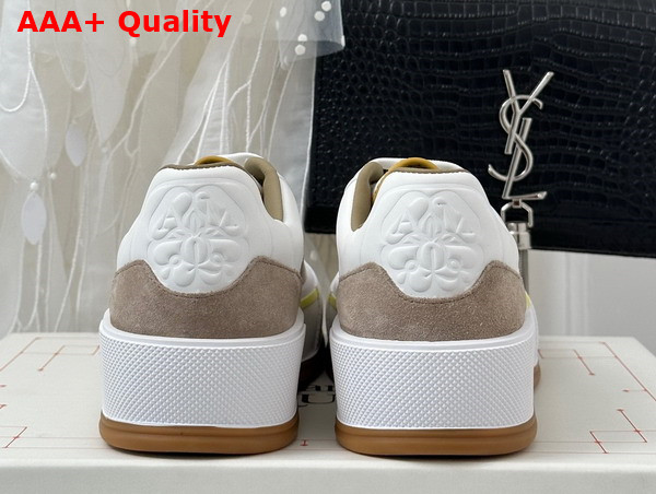 Alexander McQueen Tread Slick Lace Up in White Calf Leather and Tan Suede Leather Replica