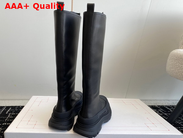 Alexander McQueen Womens Tread Slick Zip Boot in Black Calf Leather Replica