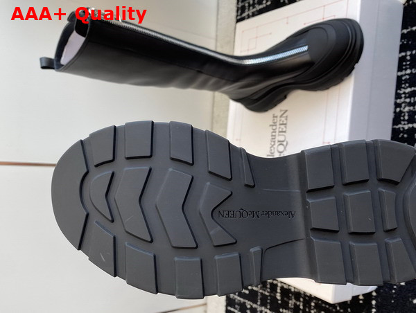Alexander McQueen Womens Tread Slick Zip Boot in Black Calf Leather Replica