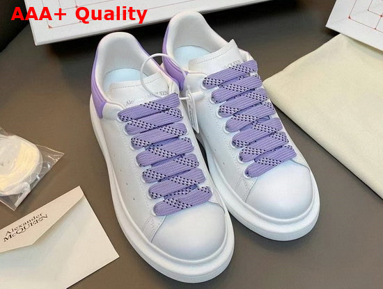Alexander Mcqueen Oversized Sneaker in White with Lavander Details Calf Leather Replica