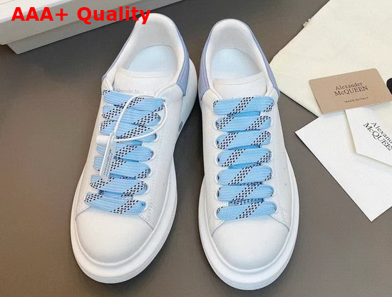 Alexander Mcqueen Oversized Sneaker in White with Light Blue Details Calf Leather Replica