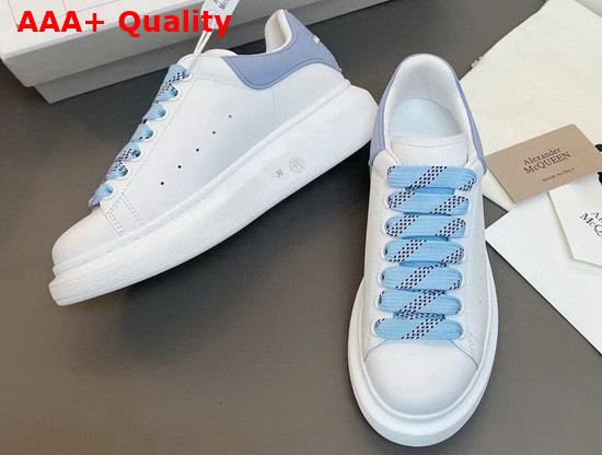 Alexander Mcqueen Oversized Sneaker in White with Light Blue Details Calf Leather Replica