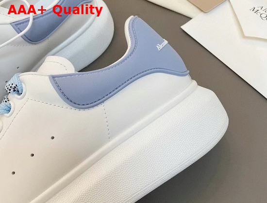 Alexander Mcqueen Oversized Sneaker in White with Light Blue Details Calf Leather Replica
