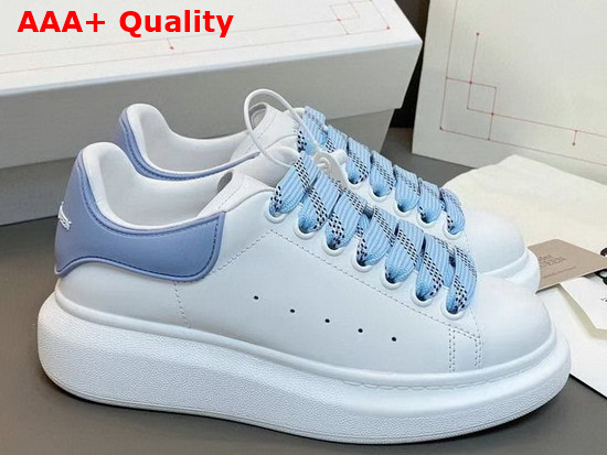 Alexander Mcqueen Oversized Sneaker in White with Light Blue Details Calf Leather Replica