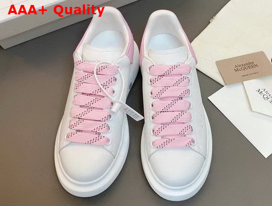 Alexander Mcqueen Oversized Sneaker in White with Pink Details Calf Leather Replica