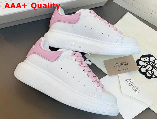Alexander Mcqueen Oversized Sneaker in White with Pink Details Calf Leather Replica