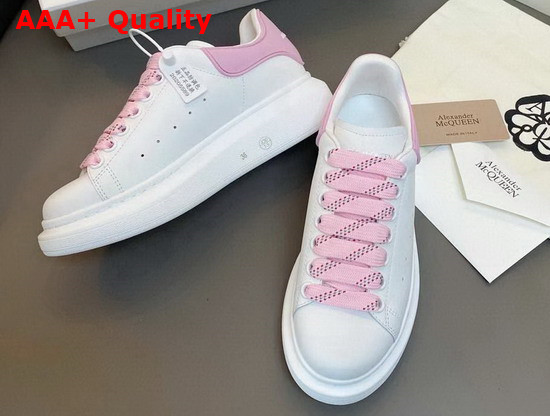 Alexander Mcqueen Oversized Sneaker in White with Pink Details Calf Leather Replica