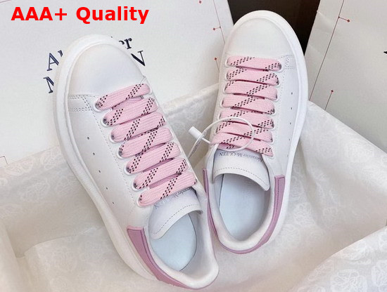 Alexander Mcqueen Oversized Sneaker in White with Pink Details Calf Leather Replica
