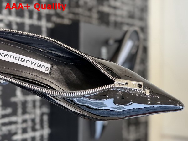 Alexander Wang Akila Zip Closed Toe Mule in Black Patent Leather Replica