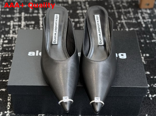 Alexander Wang Akilita Ring Mule in Black Leather 65mm Replica