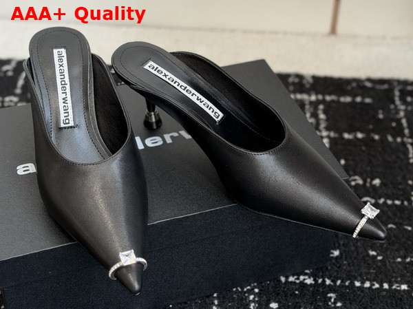 Alexander Wang Akilita Ring Mule in Black Leather 65mm Replica