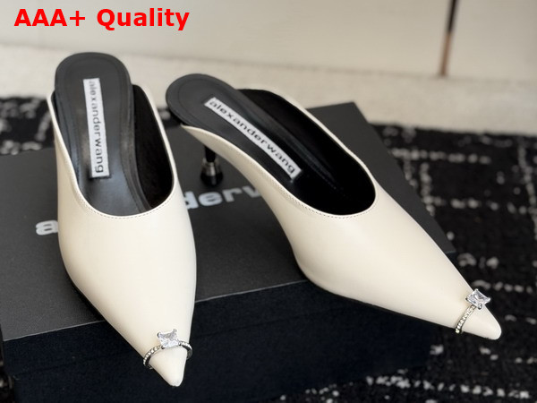 Alexander Wang Akilita Ring Mule in White Leather 65mm Replica
