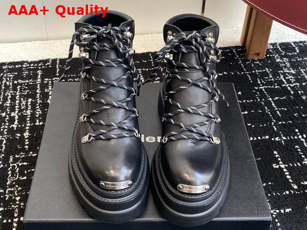 Alexander Wang Arbor Platform Lace Up Boot in Black Leather Replica