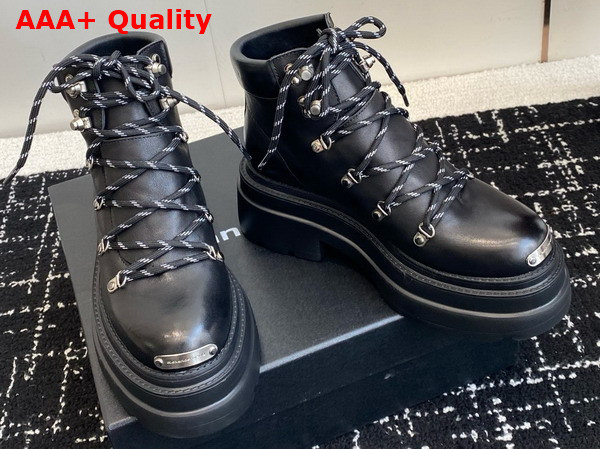 Alexander Wang Arbor Platform Lace Up Boot in Black Leather Replica