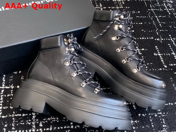 Alexander Wang Arbor Platform Lace Up Boot in Black Leather Replica