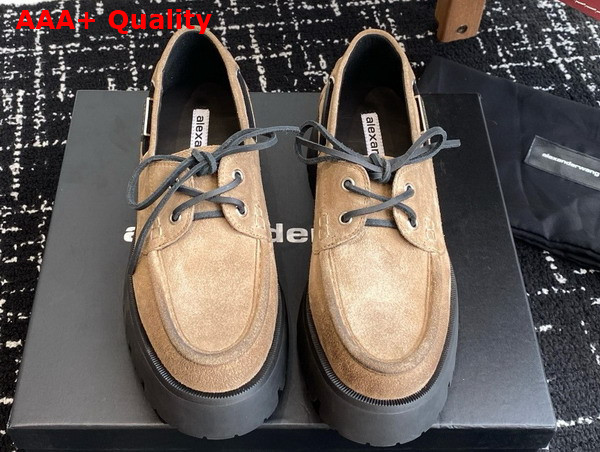 Alexander Wang Beige Waxed Suede Carson Boat Loafers Replica