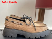 Alexander Wang Beige Waxed Suede Carson Boat Loafers Replica