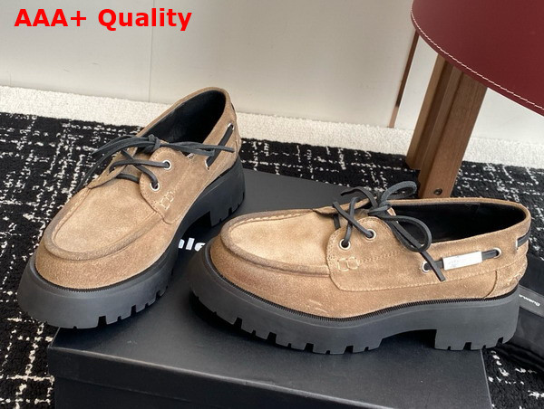 Alexander Wang Beige Waxed Suede Carson Boat Loafers Replica