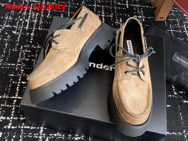 Alexander Wang Beige Waxed Suede Carson Boat Loafers Replica