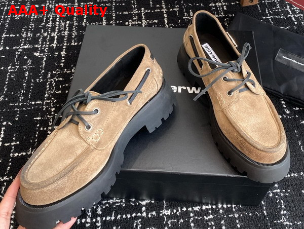 Alexander Wang Beige Waxed Suede Carson Boat Loafers Replica