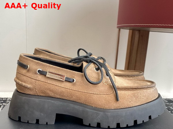 Alexander Wang Beige Waxed Suede Carson Boat Loafers Replica
