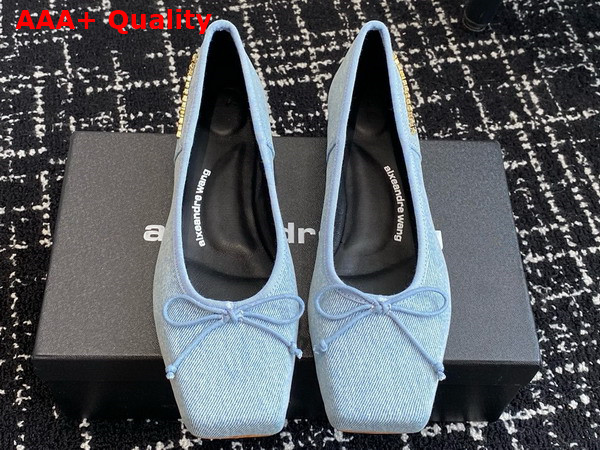 Alexander Wang Billie Flat in Washed Denim Blue Replica