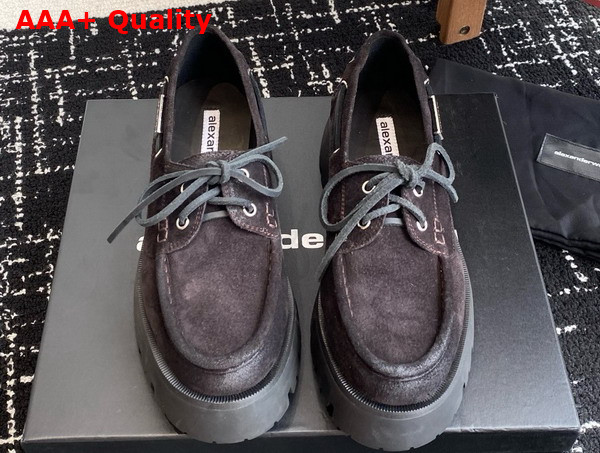 Alexander Wang Brown Waxed Suede Carson Boat Loafers Replica