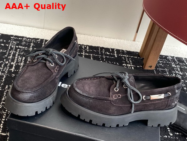 Alexander Wang Brown Waxed Suede Carson Boat Loafers Replica