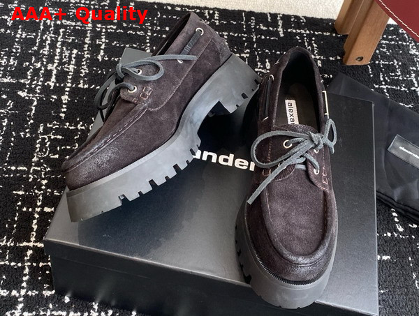 Alexander Wang Brown Waxed Suede Carson Boat Loafers Replica