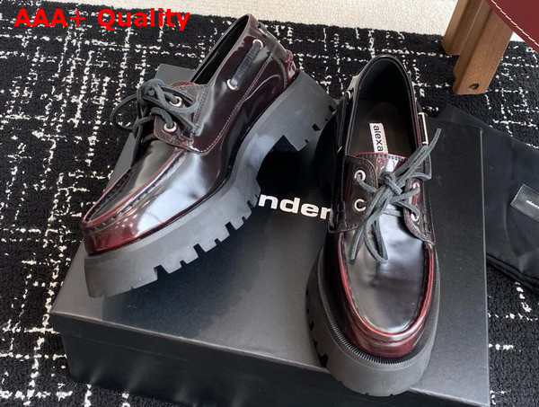 Alexander Wang Carson Boat Loafers in Bordeaux Calf Leather Replica