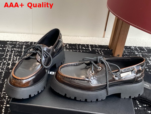 Alexander Wang Carson Boat Loafers in Brown Calf Leather Replica