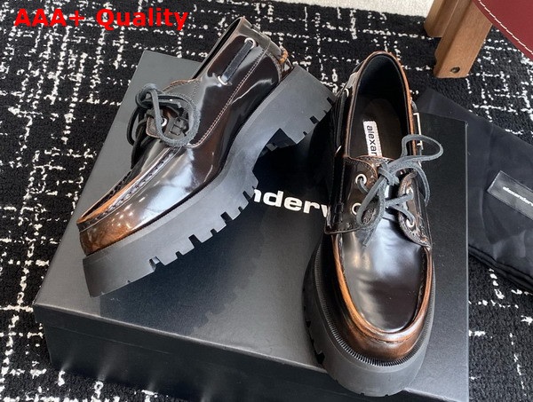 Alexander Wang Carson Boat Loafers in Brown Calf Leather Replica